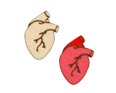 Anatomical Hearts Wood Stud Earring Blanks