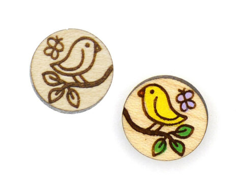Birds on Branch Wood Stud Earring Blanks