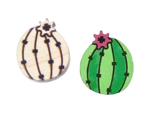 Cactus Ball Wood Stud Earring Blanks
