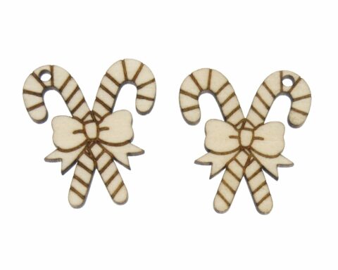 Candy Canes with Bow Wood Jewelry Blanks