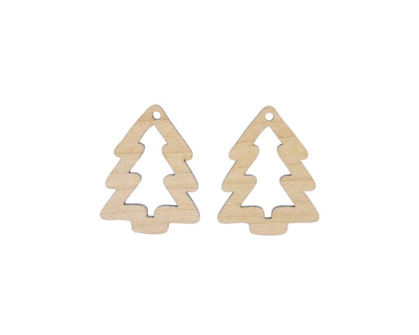 Christmas Trees Wood Drop Charms