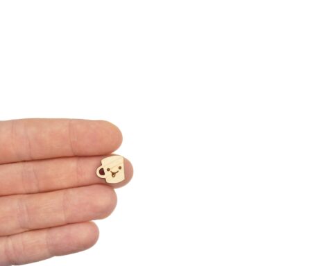 Cute Coffee Cup Wood Stud Earring Blanks