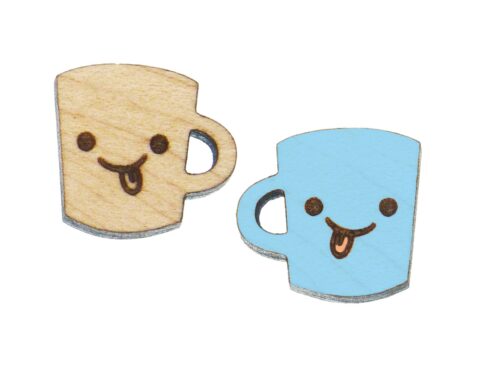 Cute Coffee Cup Wood Stud Earring Blanks