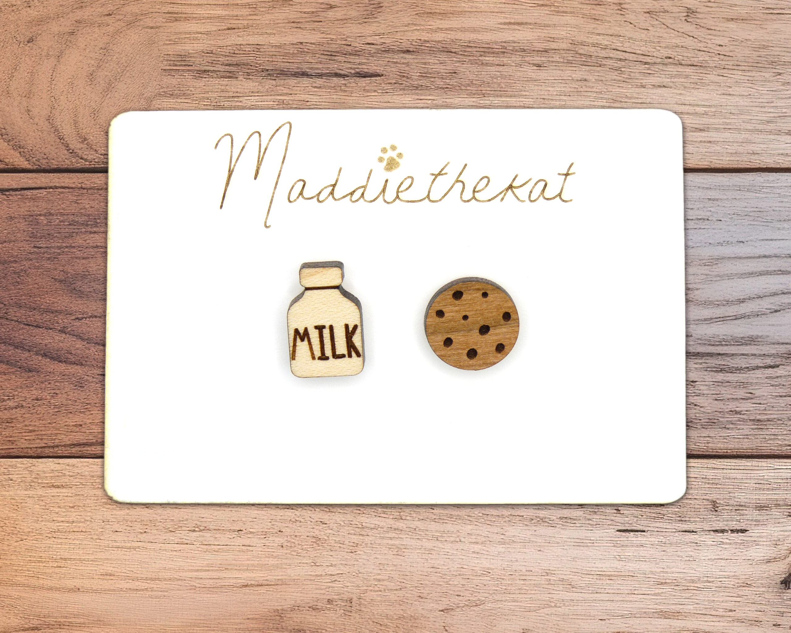 Earring white Milk and Cookies wood