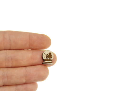 Snow Globe A01 Trees Wood Stud Earring Blanks
