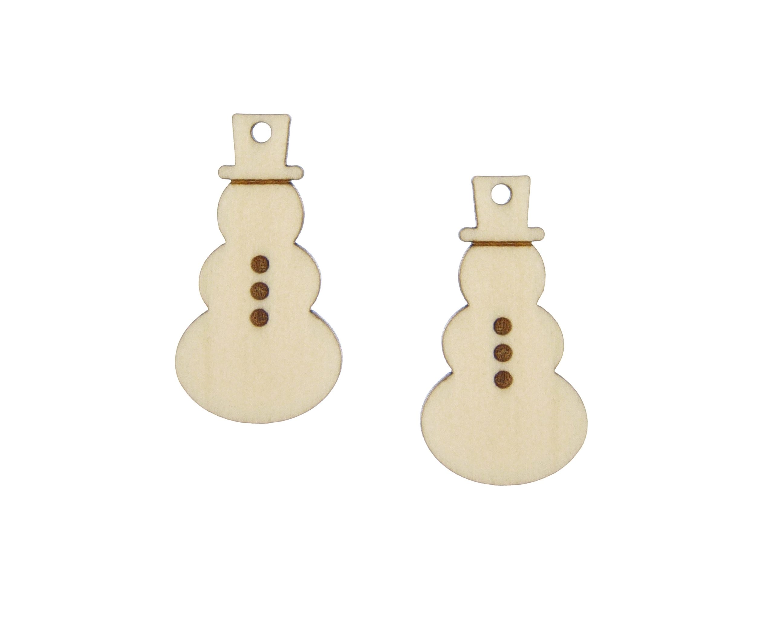 Snowman 03 Engraved Wood Drop Charms