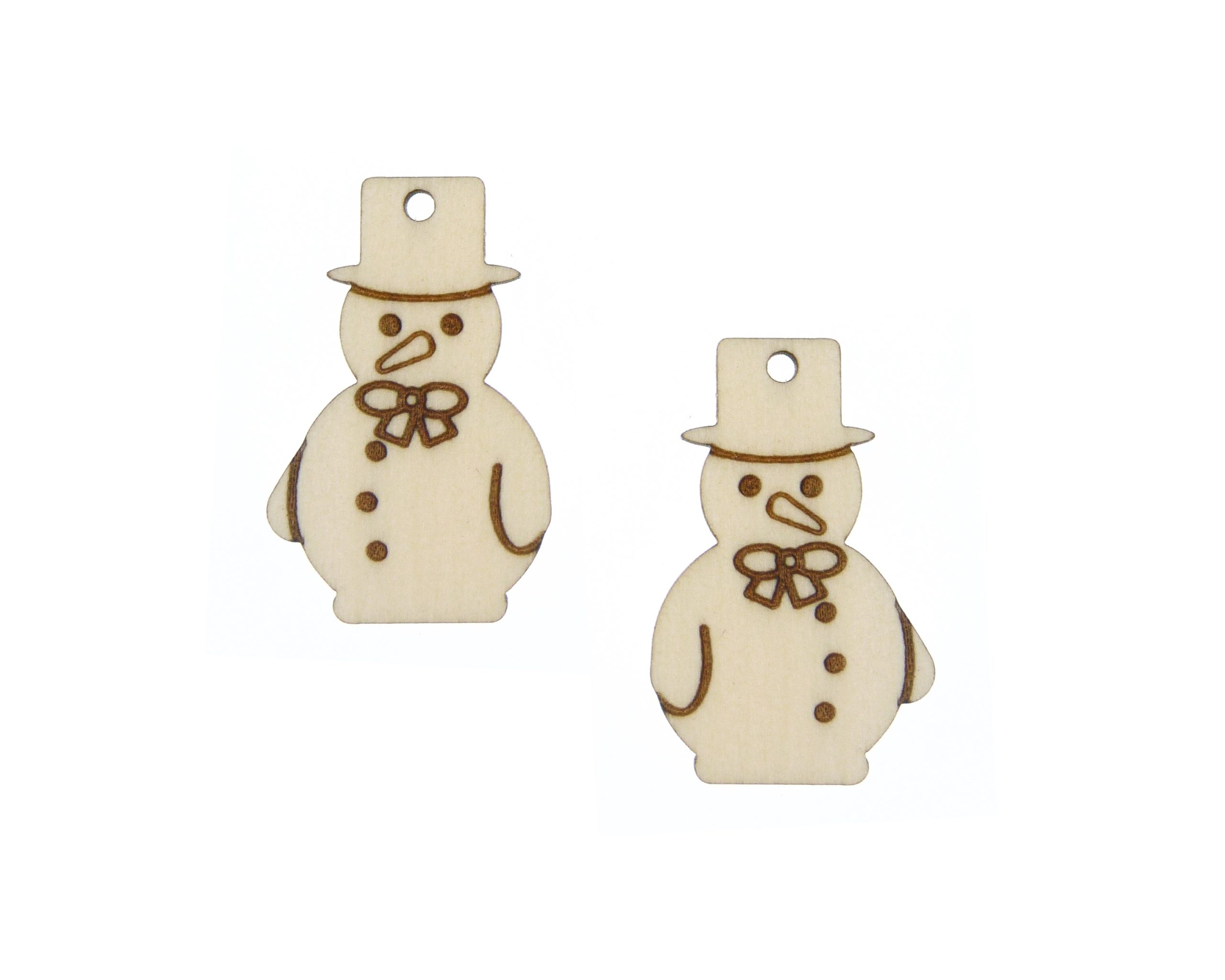 Snowman 04 Engraved Wood Drop Charms