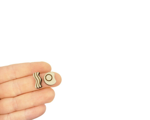 Bacon and Egg 1 Wood Stud Earring Blanks