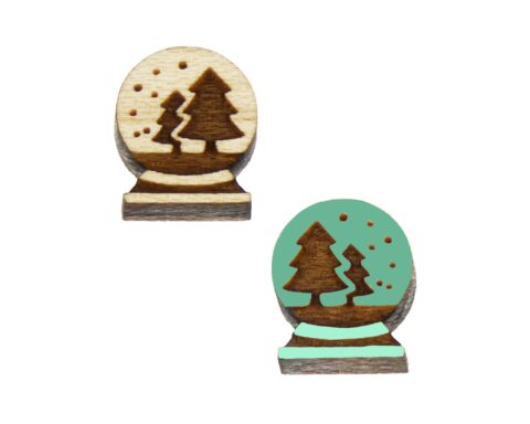 Snow Globe A01 Trees Wood Stud Earring Blanks