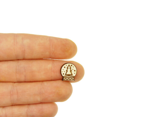 Snow Globe A02 Trees Wood Stud Earring Blanks
