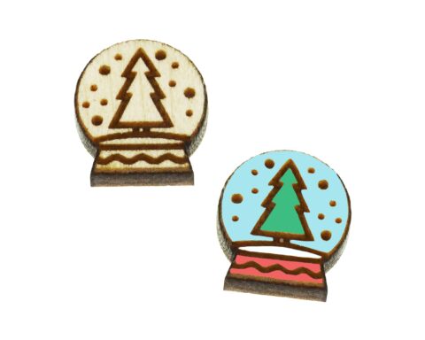 Snow Globe A02 Trees Wood Stud Earring Blanks