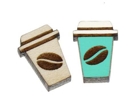 Coffee Cup Wood Stud Earring Blanks