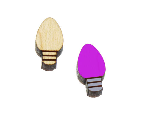 Christmas Light Bulbs 1 Wood Stud Earring Blanks