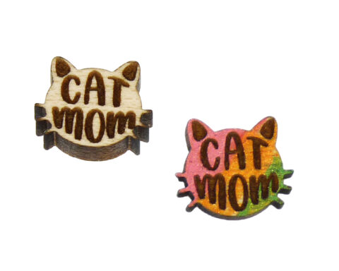 Cat Mom Wood Stud Earring Blanks