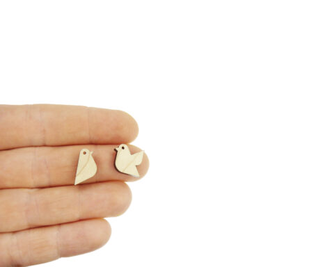 Pair of Birds Wood Stud Earring Blanks