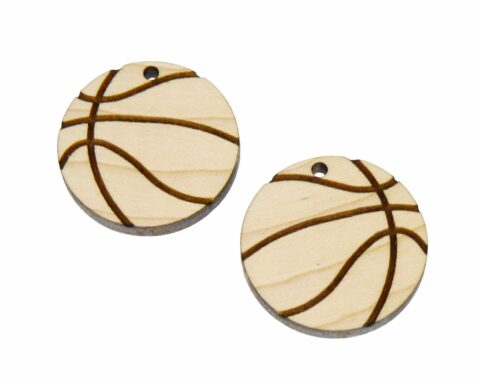 Basketballs 1 Wood Stud Earring Blanks