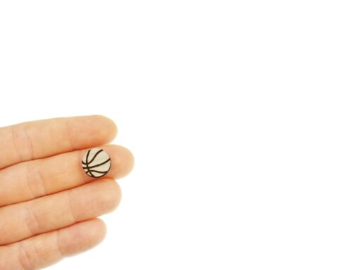 Basketballs 1 Wood Stud Earring Blanks