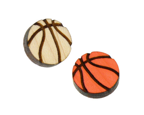 Basketballs 1 Wood Stud Earring Blanks