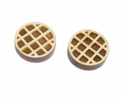 Waffle (Circle) Wood Stud Earring Blanks