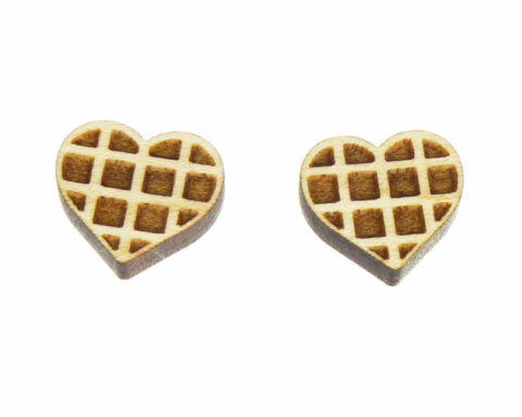 Waffle (Heart) Wood Stud Earring Blanks