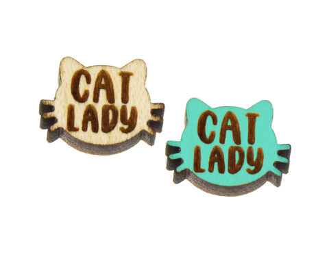 Cat Lady Wood Stud Earring Blanks