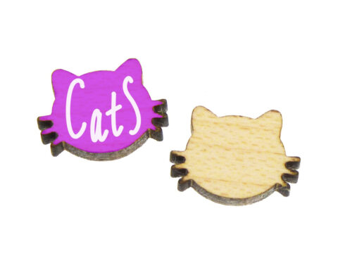 Cat Face Wood Stud Earring Blanks