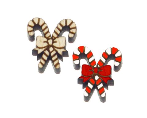 Candy Cane with Bow Wood Stud Earring Blanks