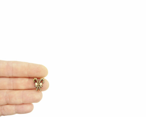 Candy Cane with Bow Wood Stud Earring Blanks