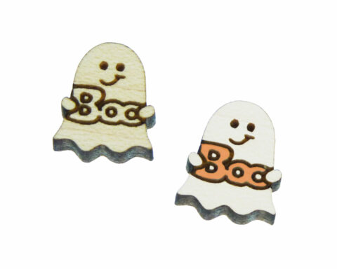 Ghost Holding Boo Wood Stud Earring Blanks