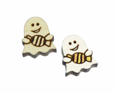 Ghost Holding Candy Wood Stud Earring Blanks
