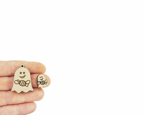 Ghost Holding Candy Wood Stud Earring Blanks