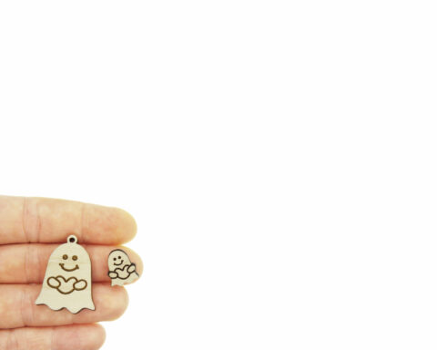 Ghost Holding Heart Wood Jewelry Blanks