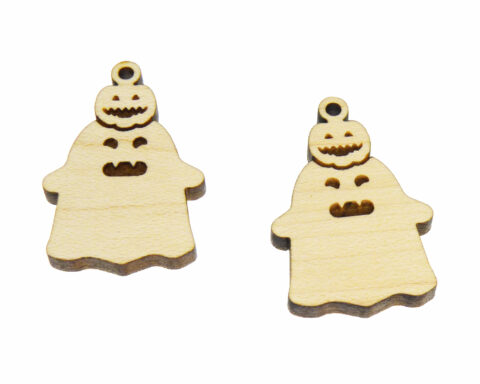 Ghost with Jack O’ Lantern on Head Wood Jewelry Blanks