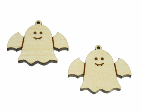 Ghost with Bat Wings Wood Jewelry Blanks