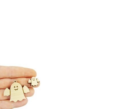 Ghost with Bat Wings Wood Stud Earring Blanks