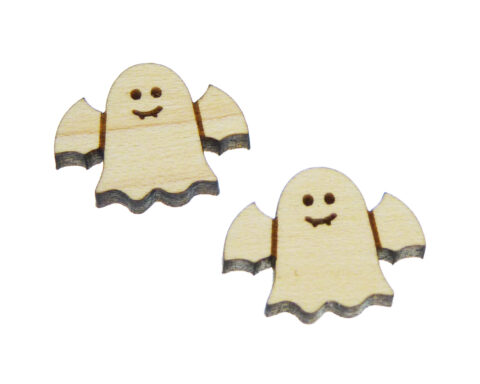 Ghost with Bat Wings Wood Stud Earring Blanks