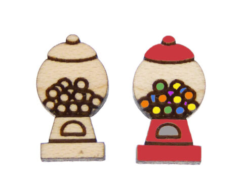 Gumball Machine Wood Stud Earring Blanks