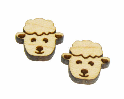 Sheep Face Wood Stud Earring Blanks