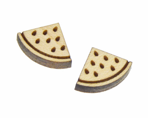 Watermelon Slice 02 Wood Stud Earring Blanks