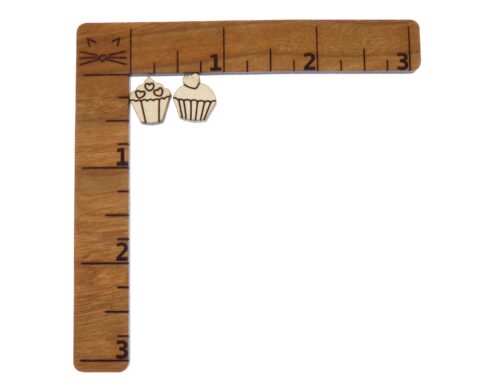 Cupcake (3 Hearts) Wood Stud Earring Blanks