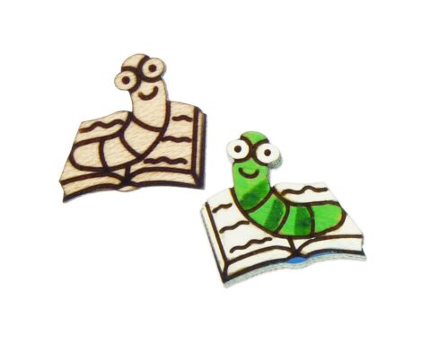 Bookworm Wood Stud Earring Blanks