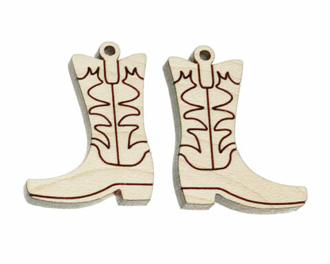 Cowboy Boots Wood Jewelry Blanks
