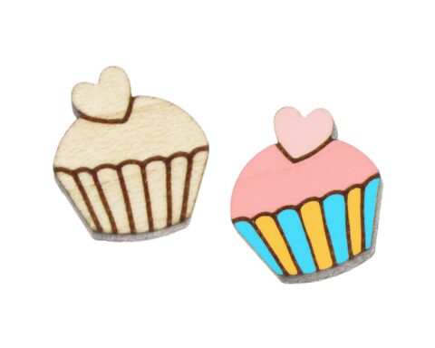 Cupcake (Heart) Wood Stud Earring Blanks