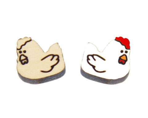 Chicken (sitting) Wood Stud Earring Blanks