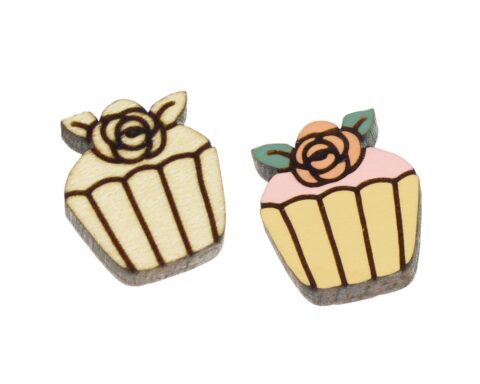 Cupcake (Roses) Wood Stud Earring Blanks