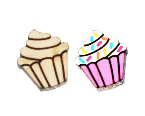 Cupcake (Swirled Frosting) Wood Stud Earring Blanks