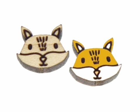 Fox Face Wood Stud Earring Blanks