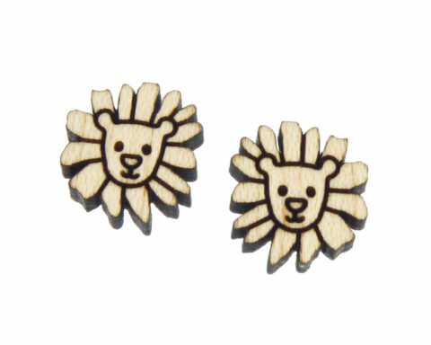 Lion Face Wood Stud Earring Blanks