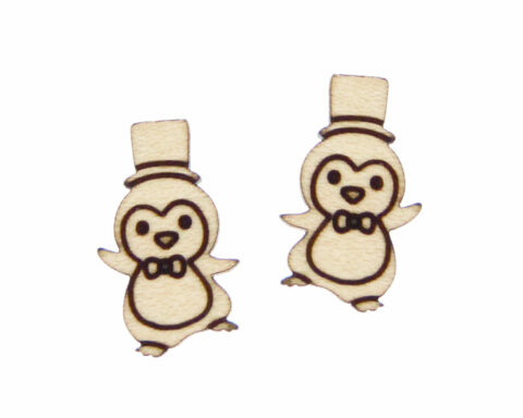 Penguin with Hat Wood Stud Earring Blanks
