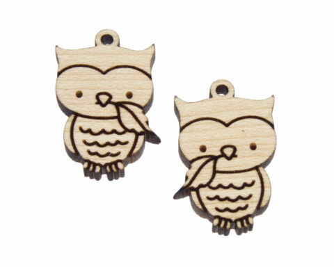 Owl with Leaf Wood Jewelry Blanks